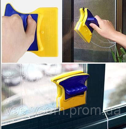 Магнітна двостороння щітка для миття скла Double Sided Glass Cleaner