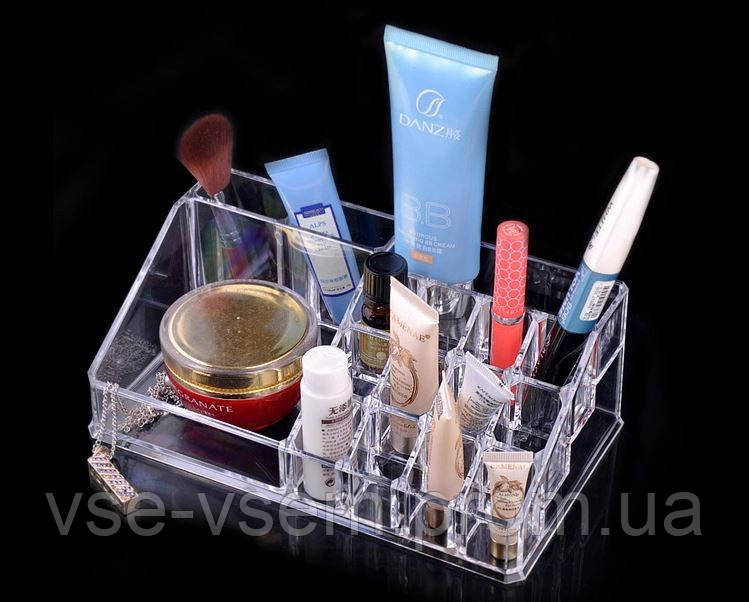 Акриловий органайзер для косметики настільний Cosmetic Organizer на 16 клітинок