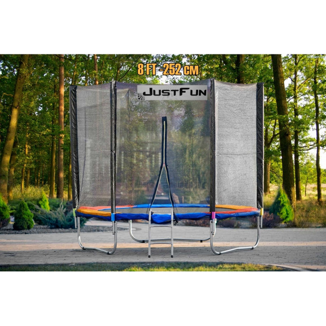 Батут Just Fun Multicolor 252(8 FT) з зовнішньої сіткою і сходами (Спортивний батут) M_2473