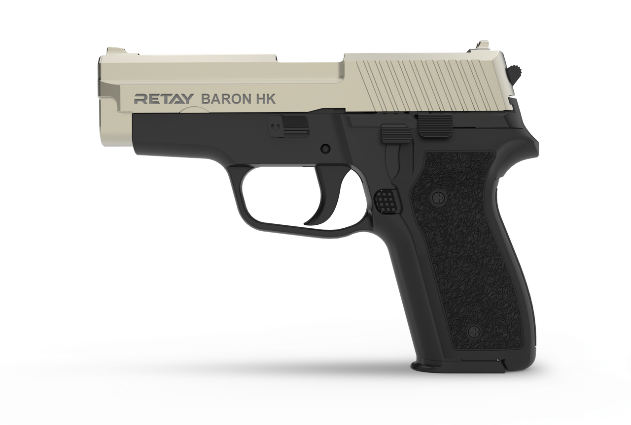Пістолет стартовий Retay Baron HK, 9 мм. Колір — Satin/Black