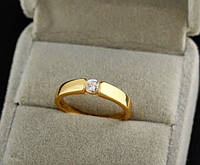Позолоченное кольцо женское с фианитом код 308