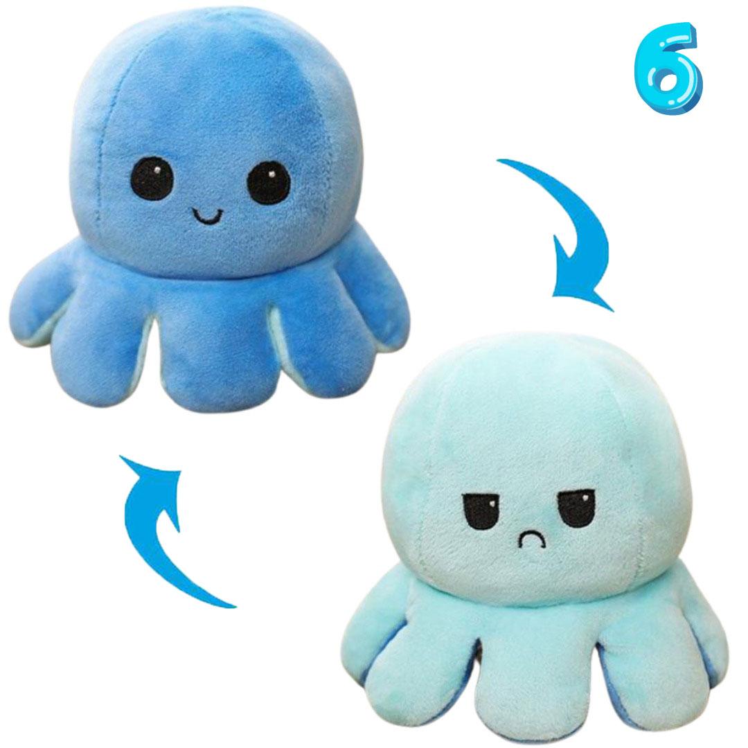 Мягкая игрушка осьминог перевертыш, двусторонний осьминог настроение 2 в 1 Сине-голубой (TS) - фото 1 - id-p1454830512