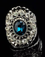 Кольцо женское с бирюзовым кристаллом код 471