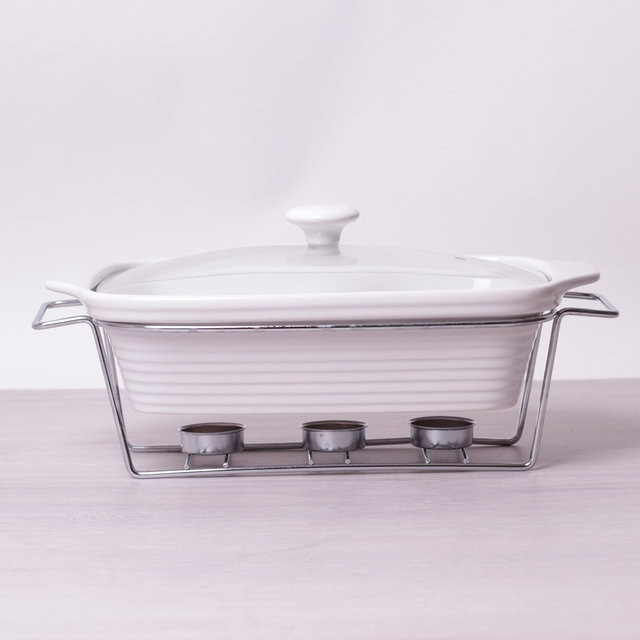 Марміт керамічний 2.4 л зі скляною кришкою та металевою підставкою, фото 1