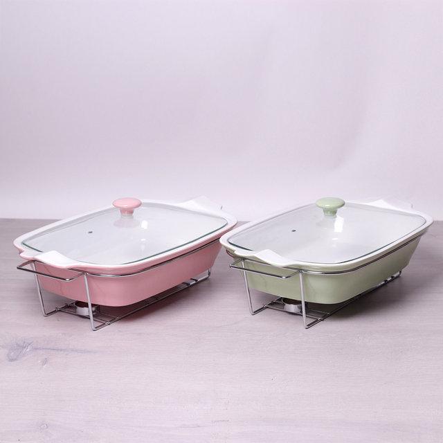 Марміт керамічний 3.7 л зі скляною кришкою та металевою підставкою, фото 1