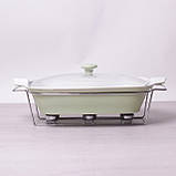 Марміт керамічний 3.7 л зі скляною кришкою та металевою підставкою, фото 2