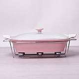 Марміт керамічний 3.7 л зі скляною кришкою та металевою підставкою, фото 4