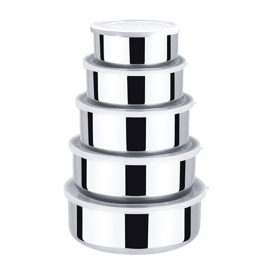 Набір ємностей Kamille 5 шт. із неіржавкої сталі з пластиковими кришками, фото 1