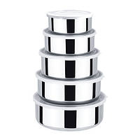 Набір ємностей Kamille 5 шт. із неіржавкої сталі з пластиковими кришками