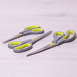 Набір ножиць із неіржавкої сталі з пластиковими ручками (19.2см; 21.5см; 24.5см), фото 2