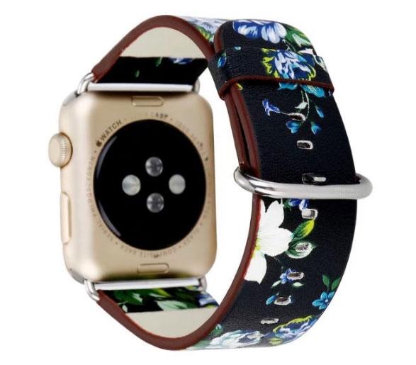 Шкіряний ремінець Primo Blue Flower для Apple Watch 38mm / 40mm / 41mm розмір S, фото 1
