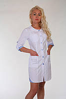 Медичний халат 21102 (білий на ґудзиках 42-60р. жіночий батист) Хелслайф 42