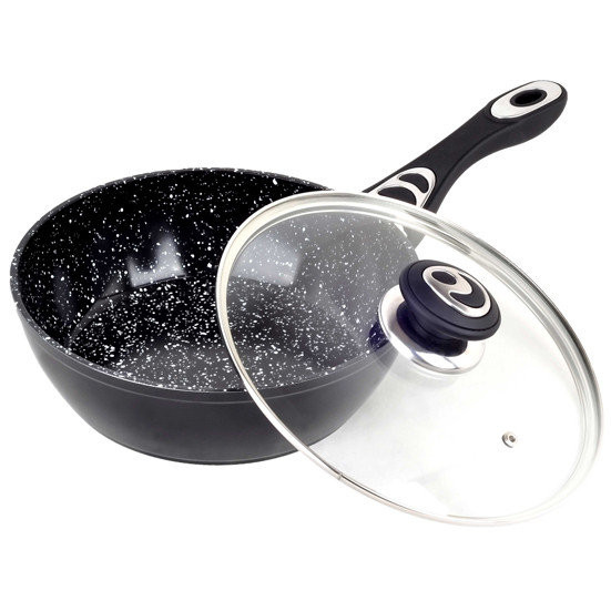 Сотейник глибокий із мармуровим покриттям і кришкою Kamille 24 см, фото 1