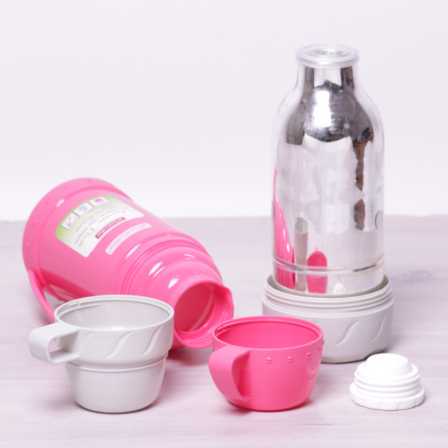 Термос 1000 мл пластиковий зі скляною колбою, фото 1