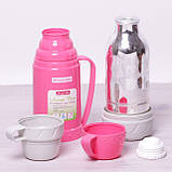 Термос 1000 мл пластиковий зі скляною колбою, фото 3