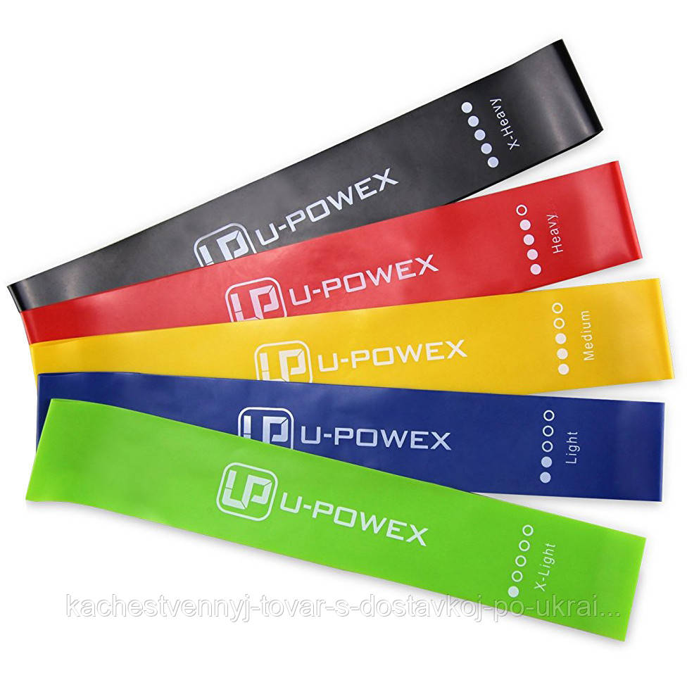 Резинка для фітнес вправ, (46798), 5 кольорів в наборі, фітнес стрічка, U-Powex (5 эспандерів./уп.)