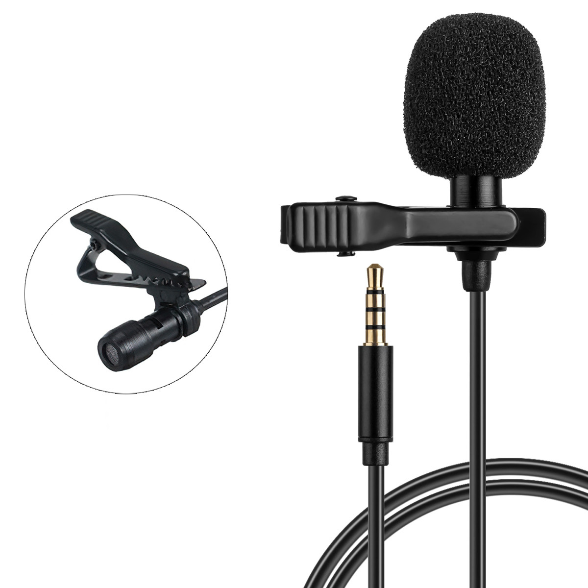 Петличка для телефона Lavalier microphone HSX-M01 Черный, петличный микрофон для смартфона внешний 1.5м (GK) - фото 1 - id-p1500888804