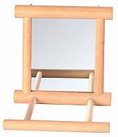 Зеркало Trixie Mirror with Wooden Frame для птиц с жердочкой, 9х9 см