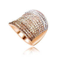 Позолоченное женское кольцо с кристаллами код 177