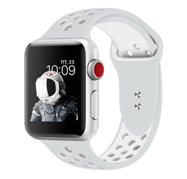 Спортивний ремінець з перфорацією Primo для Apple Watch 38mm / 40mm / 41mm розмір S - Grey&White, фото 1