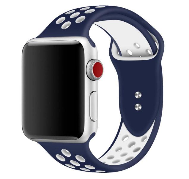 Спортивний ремінець з перфорацією Primo для Apple Watch 38mm / 40mm / 41mm - Dark Blue&White, фото 1