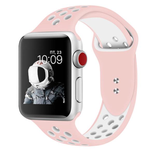 Спортивний ремінець з перфорацією Primo для Apple Watch 38mm / 40mm / 41mm - Pink&White, фото 1