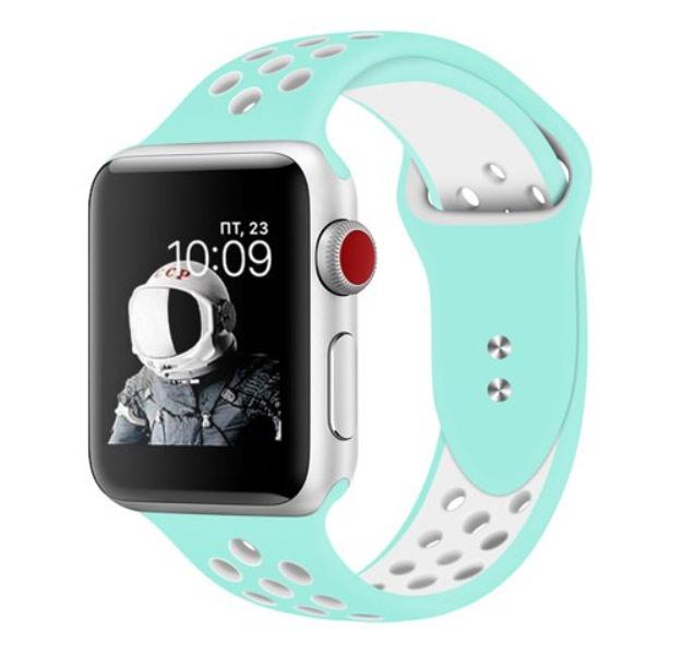 Спортивний ремінець з перфорацією Primo для Apple Watch 38mm / 40mm / 41mm - Teal&White, фото 1