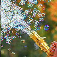 Кулемет для мильних бульбашок Bubble machine Жовтий, генератор мильних бульбашок (генератор мыльных пузырей)