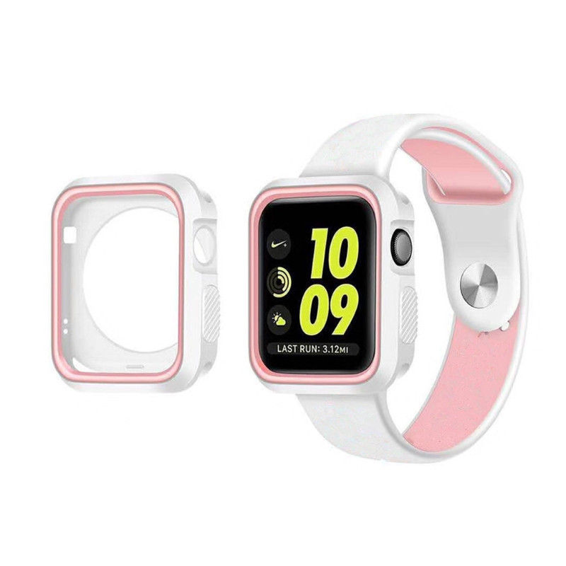 Силіконовий захисний корпус Primo для Apple Watch 42mm - White / Pink, фото 1