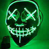 Страшная маска на хэллоуин (Halloween) Зеленая, led маска для лица (маска на хеллоуїн) (TO)