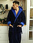 Чоловічий махровий халат банний синій L, XL, ХХЛ, 3XXL, фото 3