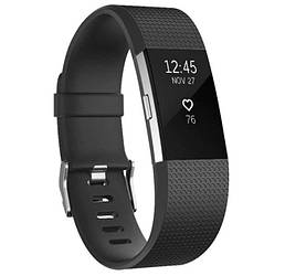 Силіконовий ремінець для фітнес браслета Fitbit Charge 2 - L Black