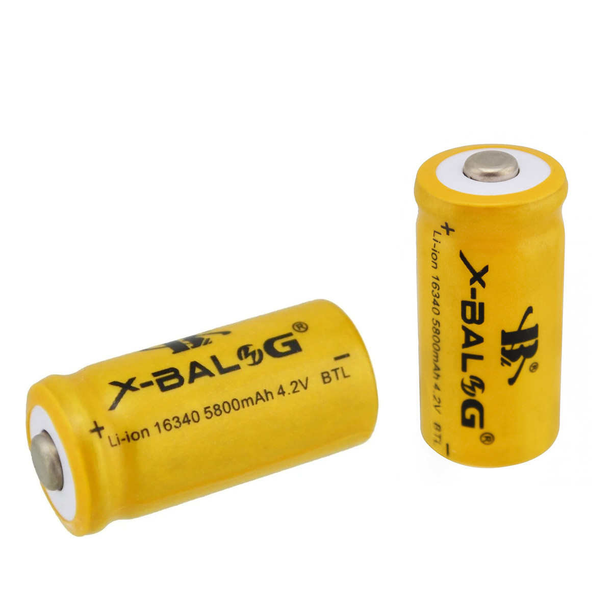Аккумуляторные батарейки 16340 X-Balog 5800mAh 4,2V CR123 Li-Ion перезаряжаемые аккумуляторы для фонарика (GK) - фото 2 - id-p1534808839