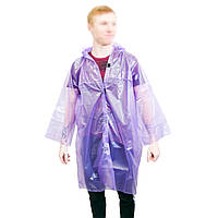 Фиолетовый дождевик для подростка на липучках, плащ от дождя подростковый "Ваш комфорт" 60 мкм (дощовик) (NV)