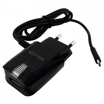 Мережевий зарядний пристрій Walker WH-22 Micro USB + 1xUSB 2A Чорний
