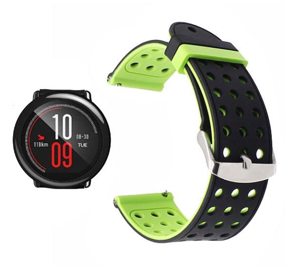 Подвійний ремінець з перфорацією Primo для годинника Xiaomi Huami Amazfit Sport - Black&Green