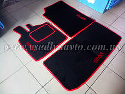 Текстильні килимки чорно-червоні для Smart Fortwo 450 (в салон і в багажник)
