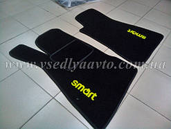 Ворсові килимки в салон SMART 452 Roadster (чорні з жовтим)