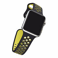 Спортивный ремешок с перфорацией Primo для часов Apple Watch 38mm / 40mm / 41mm размер L - Black&Yellow