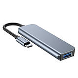 USB 3.1 Type-C хаб розгалужувач на 4x USB 3.0/USB 2.0, BC1.2, метал, фото 2