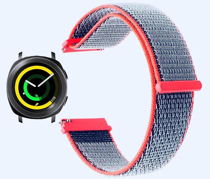 Нейлоновий ремінець Primo для годинника Samsung Sport Gear SM-R600 - Neon Red