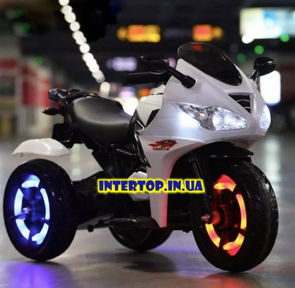 Дитячий триколісний електро мотоцикл на акумуляторі Bambi M 3683L-1 білий