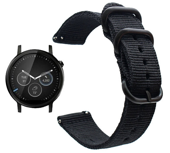 Нейлоновий ремінець Primo Traveller для годинника Motorola Moto 360 2nd gen (42 mm ) - Black, фото 1