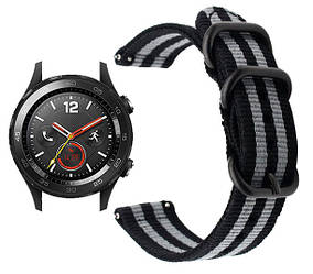 Нейлоновий ремінець Primo Traveller для годинника Huawei Watch 2 - Black&Grey