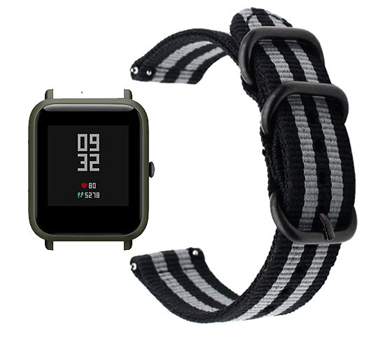 Нейлоновий ремінець Primo Traveller для годинника Xiaomi Amazfit Bip/Bip Lite/Amazfit Bip GTS - Black&Grey