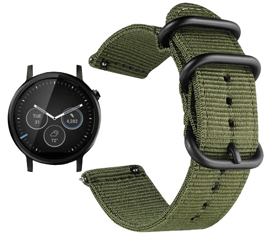 Нейлоновий ремінець Primo Traveller для годинника Motorola Moto 360 2nd gen (46mm) - Army Green, фото 1