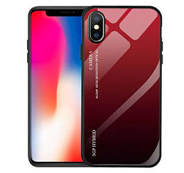 Чохол бампер Primo Gradient Glass для Apple iPhone X / Xs - Red