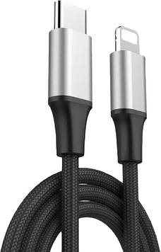 Кабель Baseus Rapid Series USB-C/Lightning 1,2 м, Silver+Black (CATSU-S1)