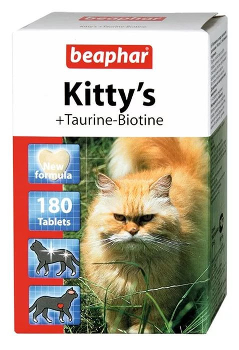 Кормовая добавка Beaphar Kitty's + Taurine-Biotine для кошек с биином и таурином, 180 таб - фото 1 - id-p850170799