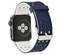 Двухсторонний ремешок с перфорацией Primo для Apple Watch 42mm / 44mm / 45mm - Navy Blue&White